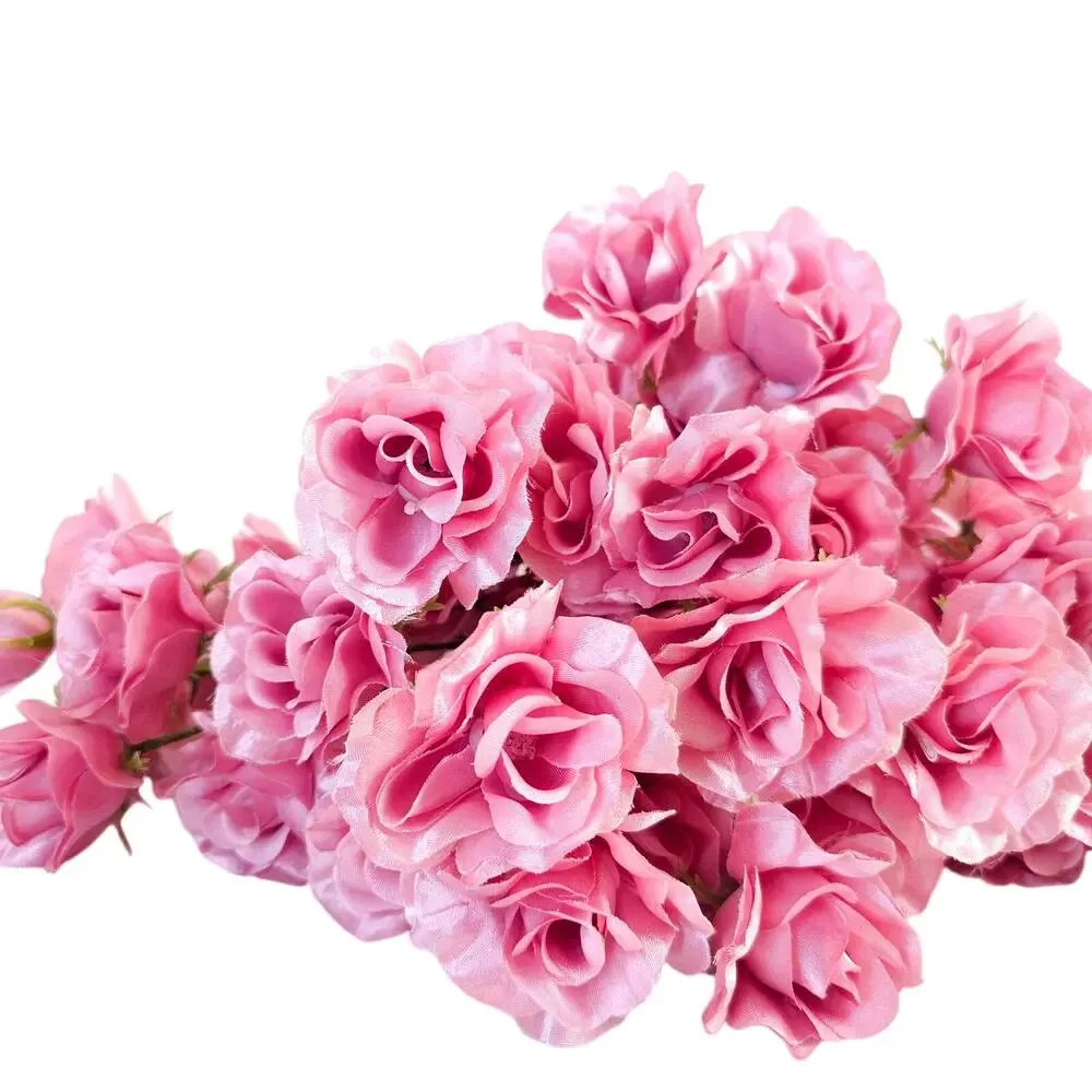 66 Light Pink Satin Artificial Roses 2.5in Flower Stems Wedding Crafts DIY Decor